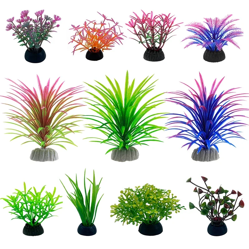 Planted Aquarium Materials - Simulation décorative d'aquarium en PVC, feuilles