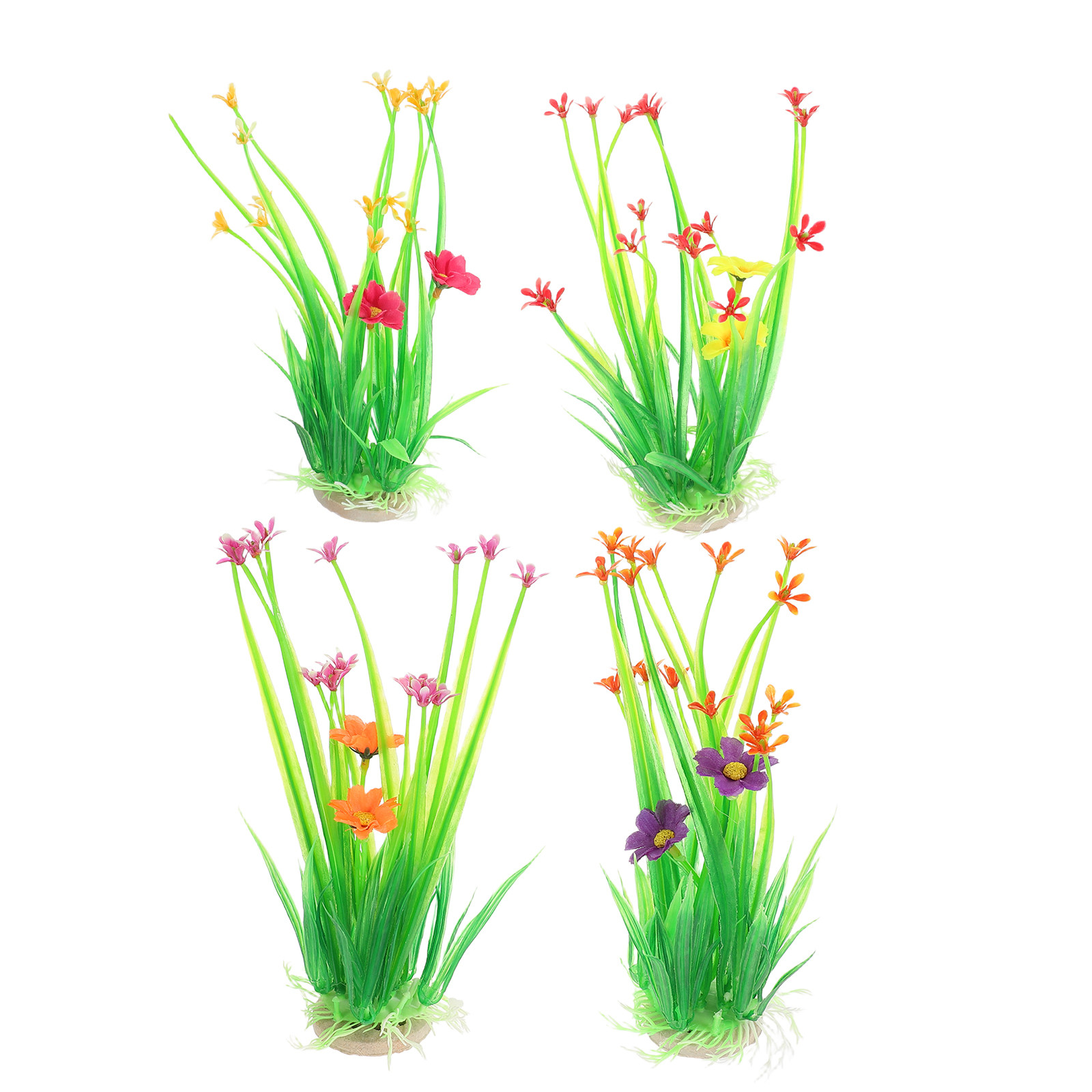 Aquarium Planted Sand - 4 plantes artificielles décoratives en plastique